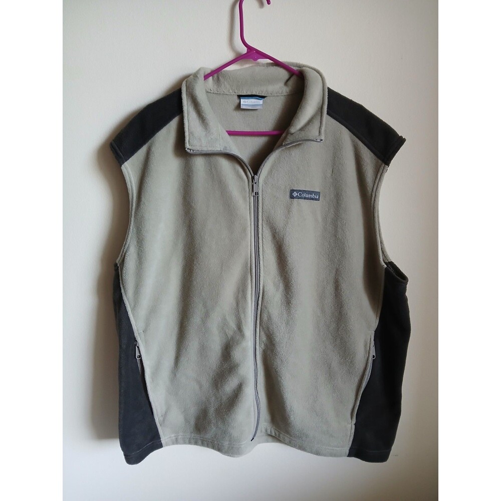 Columbia Steens Mountain™ Fleece Vest Mens  XXL Beige & Brown Zip-Up Outdoor